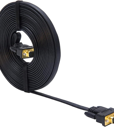 15M Ultra Thin Flat Type Computer Monitor VGA Cable Standard 15 Pin Male to Male VGA Wire 50 Feet