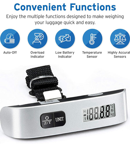 Luggage Scale, Digital Portable Handheld Suitcase Weight for Travel with Rubber Paint, Temperature Sensor, 110 Pounds, Battery Included