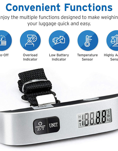 Load image into Gallery viewer, Luggage Scale, Digital Portable Handheld Suitcase Weight for Travel with Rubber Paint, Temperature Sensor, 110 Pounds, Battery Included
