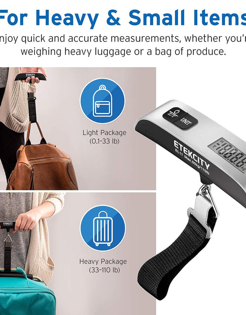 Load image into Gallery viewer, Luggage Scale, Digital Portable Handheld Suitcase Weight for Travel with Rubber Paint, Temperature Sensor, 110 Pounds, Battery Included
