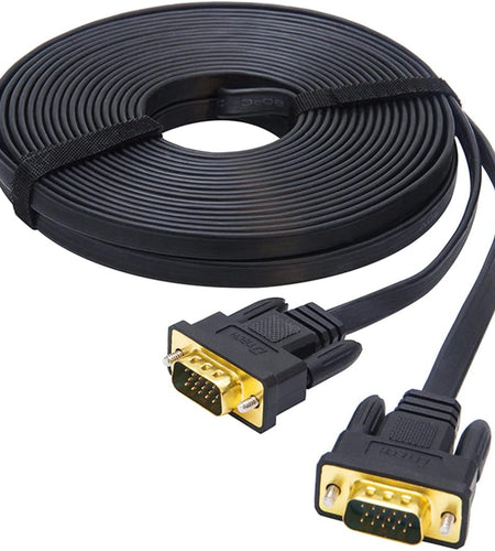 15M Ultra Thin Flat Type Computer Monitor VGA Cable Standard 15 Pin Male to Male VGA Wire 50 Feet