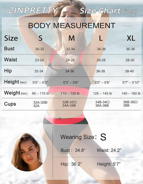 Load image into Gallery viewer, Women High Waisted Bikini Set Sports Color Block Swimsuit Scoop Neck Cheeky Bathing Suit
