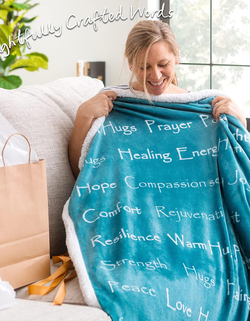 Load image into Gallery viewer, Premium Healing Warm Hugs Caring Gift Blanket - for Positive Energy Love Support Comfort Strength - Cancer Chemo Surgery Get Well Gift - Patient Women Men Friend (Twin) Teal
