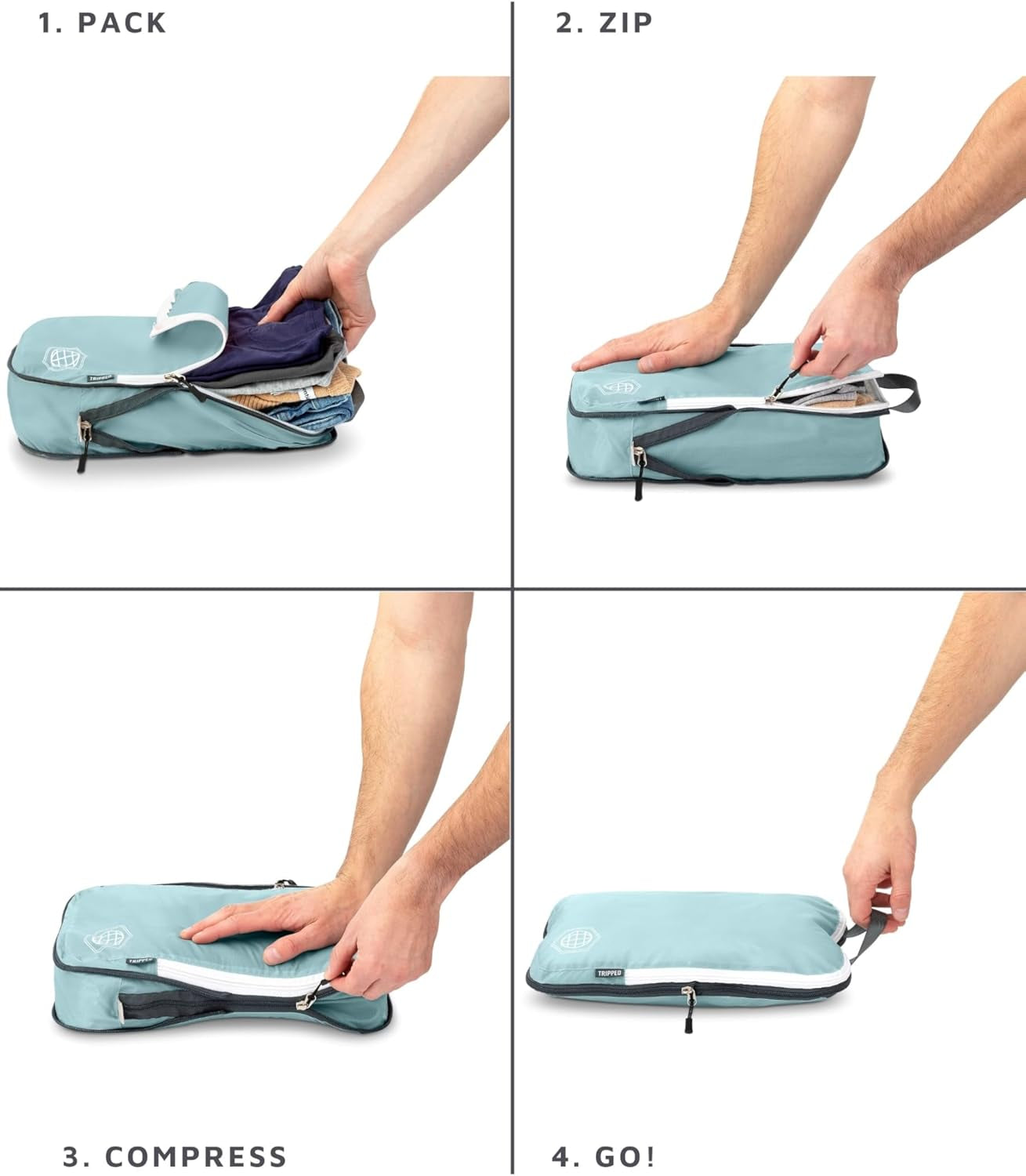 Compression Packing Cubes Set for Travel - Lightweight, Durable Clothes Organizer for Carry-On Luggage and Suitcases by