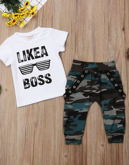 Load image into Gallery viewer, 0-3Y Newborn Infant Toddler Baby Boy Clothes Set Kids Boys Cute Short Sleeve T-Shirt Top+Pants Outfits Clothing Set
