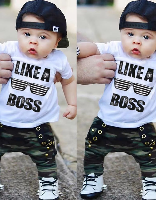 Load image into Gallery viewer, 0-3Y Newborn Infant Toddler Baby Boy Clothes Set Kids Boys Cute Short Sleeve T-Shirt Top+Pants Outfits Clothing Set
