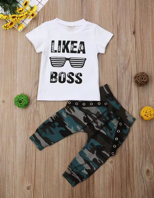 Load image into Gallery viewer, 0-3Y Newborn Infant Toddler Baby Boy Clothes Set Kids Boys Cute Short Sleeve T-Shirt Top+Pants Outfits Clothing Set
