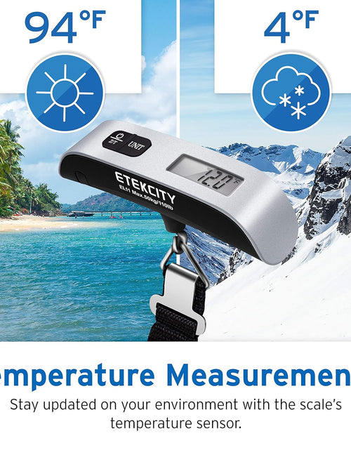 Load image into Gallery viewer, Luggage Scale, Digital Portable Handheld Suitcase Weight for Travel with Rubber Paint, Temperature Sensor, 110 Pounds, Battery Included
