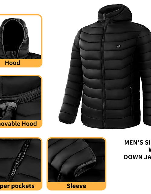 Load image into Gallery viewer, Men Heated Puffer Jacket Electric Heating Coat Insulated Hood Windbreaker
