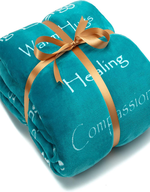 Load image into Gallery viewer, Premium Healing Warm Hugs Caring Gift Blanket - for Positive Energy Love Support Comfort Strength - Cancer Chemo Surgery Get Well Gift - Patient Women Men Friend (Twin) Teal
