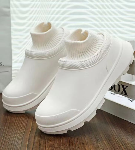 Women Waterproof Cotton Slippers Home Floor Couples Winter Warm Shoes Thick Sole Soft Plush Female Male Indoor Street Boots