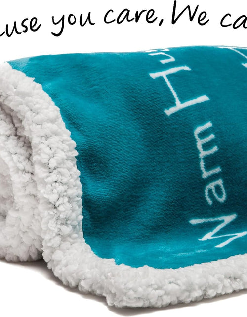 Load image into Gallery viewer, Premium Healing Warm Hugs Caring Gift Blanket - for Positive Energy Love Support Comfort Strength - Cancer Chemo Surgery Get Well Gift - Patient Women Men Friend (Twin) Teal
