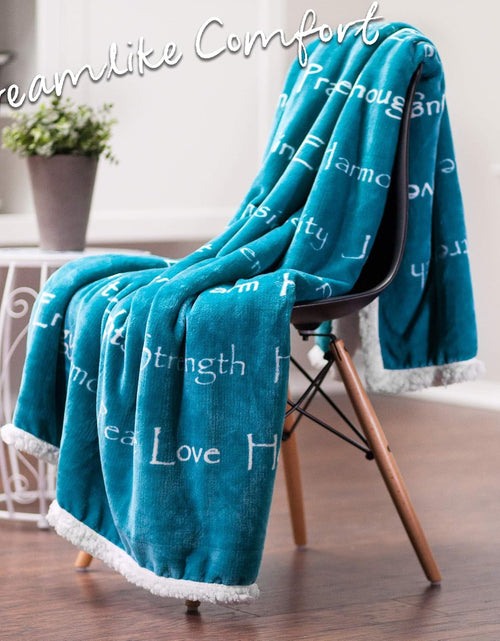Load image into Gallery viewer, Premium Healing Warm Hugs Caring Gift Blanket - for Positive Energy Love Support Comfort Strength - Cancer Chemo Surgery Get Well Gift - Patient Women Men Friend (Twin) Teal
